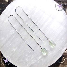 Faceted Prasiolite Silver Threader Earrings